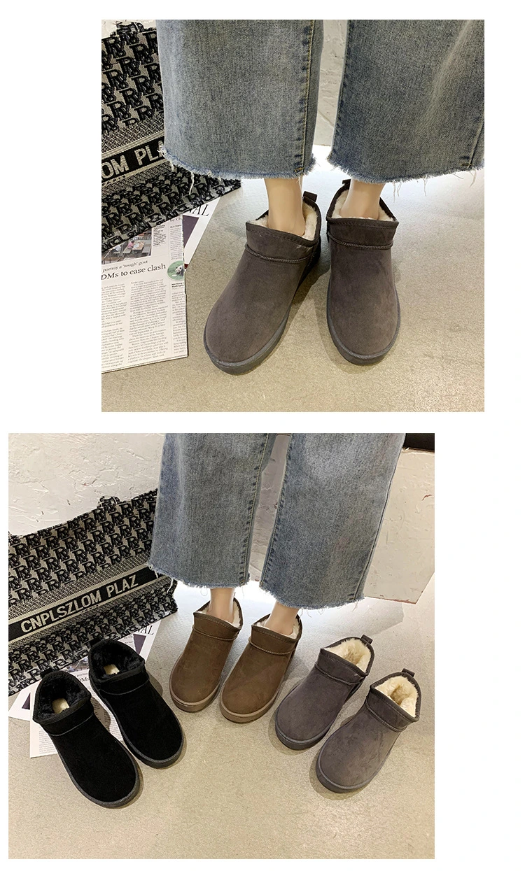 New Fashion Sheepskin Leather Snow Boots for Women Natural Wool Fur Lined Short Mini Winter Warm Casual Boots Ankle Shoes
