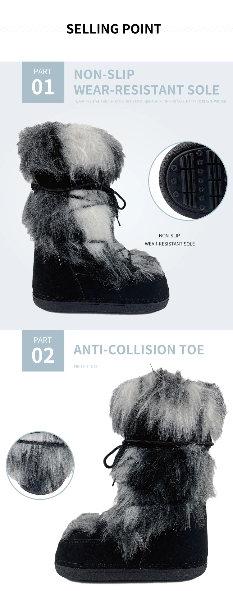 Winter Cotton Shoes Platform Women Sexy Space Boots Warm Footwear Fur Snow Boots