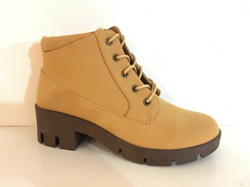 PU Upper Shoelace Style Injection Work Boots Ladies Casual Boots Ladies Work Boots Women′ S Boots
