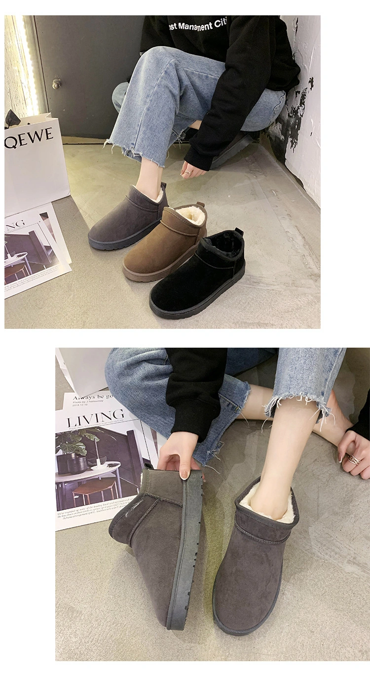 New Fashion Sheepskin Leather Snow Boots for Women Natural Wool Fur Lined Short Mini Winter Warm Casual Boots Ankle Shoes