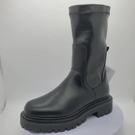 Comode scarpe alla caviglia in maglia da donna Stivali ad iniezione Stivali da pioggia Chelsea impermeabili in PVC