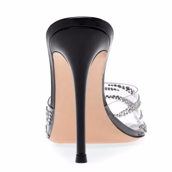 Diamonds Sandali ciabatta trasparenti con tomaia in PVC e tacco sottile