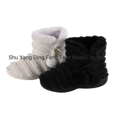 Comodo cotone idrofilo rigato con gomitolo di lana, fondo spesso, stivali, scarpe antiscivolo