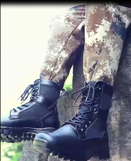 Cina Xinxing Army Men's Shoes Black Leather PU Iniezione Stivali tattici per iniezione della polizia militare