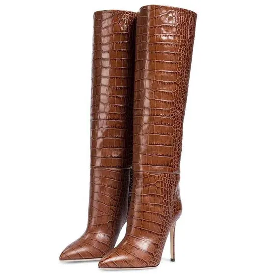Scarpe da donna con tacco alto in pelle alla moda, scarpe da donna, stivali invernali
