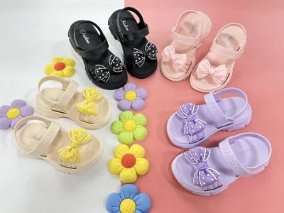 Suola in EVA, tomaia in PVC per scarpe da bambino, sandalo colorato